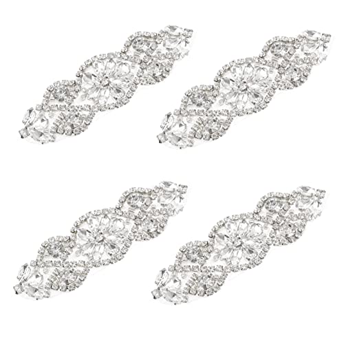 HOMSFOU 4Stücke Strass Applikationen Für Hochzeitskleider Glitzernde Gürtel Patches Mit Perlen Für Dekoration Silberne Kleidergürtel Aufnäher Für DIY Hochzeitsoutfits von HOMSFOU