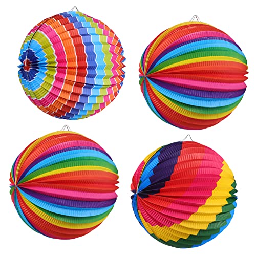 HOMSFOU 4stücke Bunte Papier Laternen Hängende Dekoration Lampe Schirme Für Party Hochzeit Festivals Mit Metallrahmen Und Aufhängehaken Für Zuhause Büro Klassenzimmer von HOMSFOU