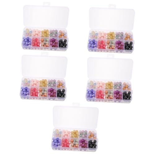 HOMSFOU 5 Boxen Bunte Glasperlen Natürliche Runde Bastelperlen für Diy Schmuckherstellung für Armbänder und Ohrringe Sicher und Hautfreundlich von HOMSFOU