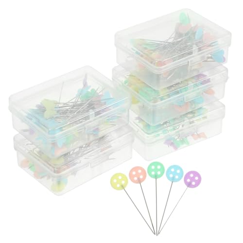 HOMSFOU 5 Boxen Farben Stecknadeln für Nähprojekte Vielseitige Quilting Nadeln für Stoffe für DIY und Bastelarbeiten Praktischer Aufbewahrungsbox von HOMSFOU