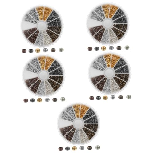 HOMSFOU 5 Boxen Kupferbox -Perlen Herstellung klobig Schmuck Perlen für Armbänder Lose Mehrzweckperle runde lose Abstandsperlen Armband Perlenmaterial Halskettenzubehör selber machen von HOMSFOU