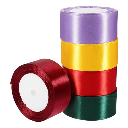 HOMSFOU 5 Rollen Bänder für Handwerk klein schmücken Blau Rot sortiert bunt Bastelbänder Geschenkbänder ein Verpackungsband Exquisites Geschenkband Kreatives Band Polyester von HOMSFOU