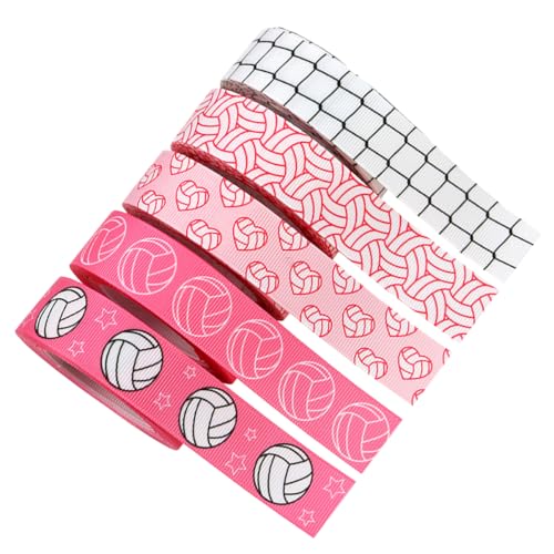 HOMSFOU 5 Rollen Pinkes Volleyball Geschenkband für DIY Bastelverpackungen für Geburtstagsfeiern Schulaktivitäten und Teamfeiern von HOMSFOU