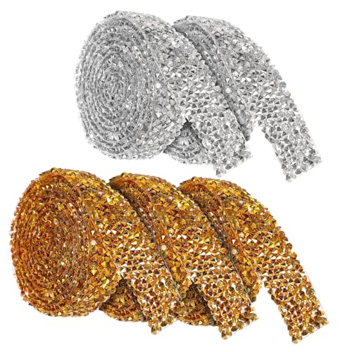 HOMSFOU 5 Rollen Selbstklebende Dekorative Dünne Bänder Aufkleber Bastel Strasssteine Regenbogenbänder Dekorationen Hochzeitsdekor Glitzerband Strassbandbesatz Bling Bänder Harz von HOMSFOU