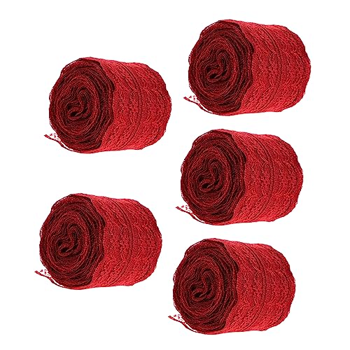 HOMSFOU 5 Rollen Spitzen band wickeln Rosa Hochzeitsdekoration Stickerei Spitzenbesatz dünnes schwarzes Band Stoffband Dekorative Bänder Geschenkband dekoratives Band Polyestergarn Rotwein HOMSFOU 5 Rollen Spitzen band wickeln Rosa Hochzeitsdekoration Stickerei Spitzenbesatz dünnes schwarzes Band Stoffband Dekorative Bänder Geschenkband dekoratives Band Polyestergarn Rotwein von HOMSFOU