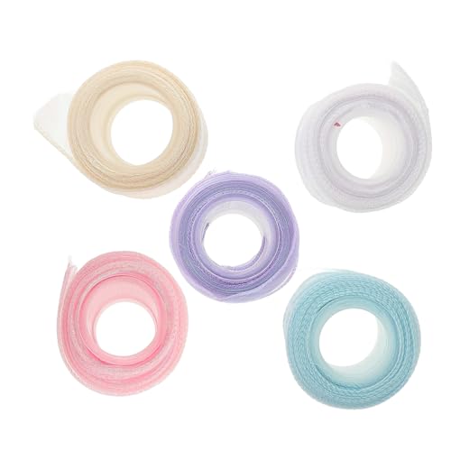HOMSFOU 5 Rollen Verpackung Band Chiffon-wickelband Dekorative Verpackung Band Zum Verpacken Einladung Kunsthandwerk Schier Rosa Bunt Kopfschmuck Basteln Pastell Trimmt Für Nylon von HOMSFOU