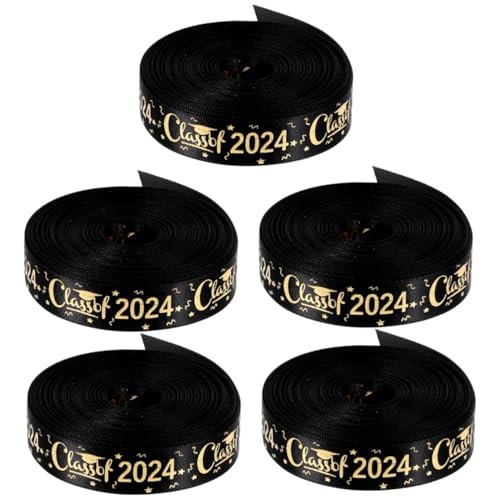 HOMSFOU 5 Rollen verpackung Band seidenband ribbon holiday decor wihnachtsdeko Abschlussband der Klasse 2024 ausgefallenes breites Band Kuchenband Verpackungsband Polyester von HOMSFOU