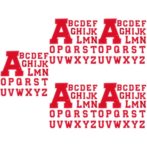 HOMSFOU 5 Sätze Brief Sticklogo Dekorativ Sortiert Kleidung Flicken Nähen Bestickt Patch Abriebfeste Hutaufnäher Stickerei Aufbügler Flicken Aufnähen Handtuchstickerei Rot 26 Stück * 5 von HOMSFOU