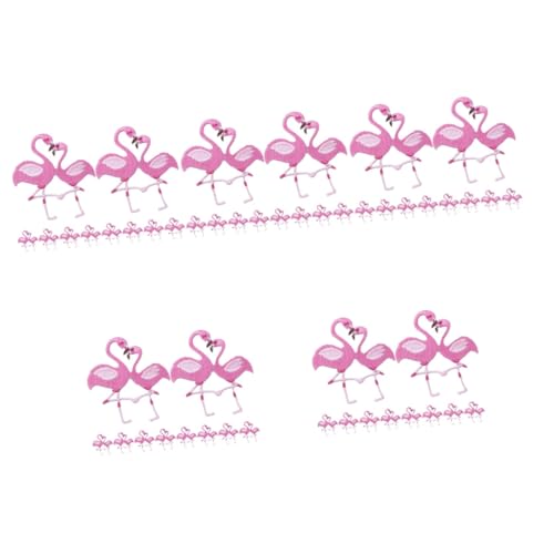 HOMSFOU 5 Sätze Cartoon Flamingo -kleidung Flicken Zum Aufbügeln Jacke Hutflecken Aufnäher Patch Flicken Für Kleidung Stickereiflecken Hallo Gestickte Applikationen Stoff Rosa 10 Stück * 5 von HOMSFOU