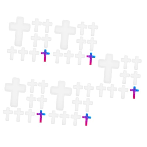 HOMSFOU 5 Sätze Cross Anhängerform Formenbau Schmuck Geformt Reiz Schlüsselbundschimmel Charme Schlüsselkette Anhängerform Kieselgel Weiß 10 Stück * 5 von HOMSFOU
