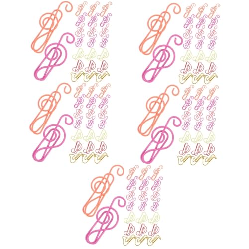 HOMSFOU 5 Sätze Farbige Büroklammern Musiknoten Lesezeichen Büroklammer Lesezeichen Musiknotenklammer Musiknotenform Papierverschluss Goldene 60 Stück * 5 Zufällige Farbe von HOMSFOU