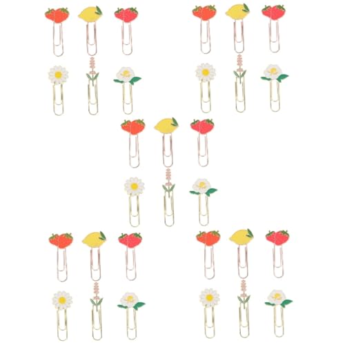 HOMSFOU 5 Sätze Fruchtpapierclip Lesezeichen Papierclips Dokumentclips Büroklammern Kleine Dokumentenklammern Papierklammern Dekorative Papierklammern Zinklegierung 6 Stück * 5 von HOMSFOU