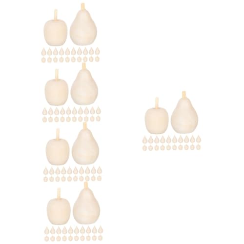 HOMSFOU 5 Sätze Fruchtschmuck Aus Holz Dekoration Malen Diy Simulierte Fruchtverzierung Fruchtanzeige Dekoratives Obsthandwerk Aus Holz Diy Früchte Beige 20 Stück * 5 von HOMSFOU