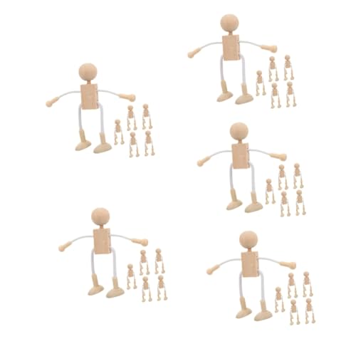 HOMSFOU 5 Sätze Holzspielzeug Puppe Herstellung Unvollendet Handwerk Karikatur Zahlen Figur Diy-bastelmaterial Aus Holz Diy Liefert Holzleute Diy-material 6 Stück * 5 von HOMSFOU