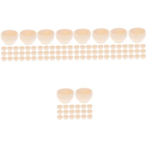 HOMSFOU 5 Sätze Kreativ Gestrichene Holzschale Kleine Schüsseln Handwerk Servierschalen Mit Deckel Für Miniatur Und Diy Leere Schüssel Kleine Holzschalen Unbemalte Holzschalen 20 Stück * 5 von HOMSFOU