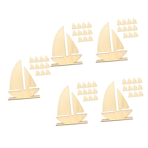 HOMSFOU 5 Sätze Malen Ton Grundplatte Form Für Dekoration Boot Blanko Basteln Küsten Unvollendet Holz Dekorative Graffiti Chips DIY Malmaterialien Graffiti Zubehör Holz 12 Stück * 5 von HOMSFOU