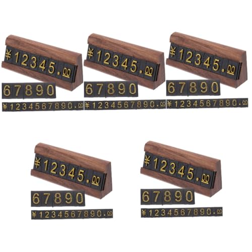 HOMSFOU 5 Sätze Preisschild Schmucketiketten Etiketten Aufkleber Etikettenständer Schilder Für Verkäufer Display-tags Für Den Einzelhandel Gruß Schmuckständer Für Shows Einstellbar Holz von HOMSFOU