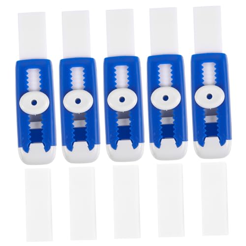 HOMSFOU 5 Sätze Retractable Eraser Traceless Radierer für Schüler Tests und Prüfungen Schulbedarf Blau und Weiß mit Nachfüllmine von HOMSFOU
