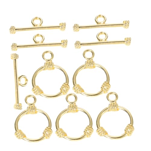 HOMSFOU 5 Sätze Runde -Seilschnalle verriegeln Knebelverschluss Schmuck Verschlüsse für die Herstellung von Armbändern Halskette Verbindungsverschluss Kupfer Golden von HOMSFOU