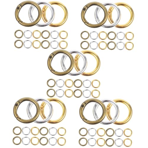 HOMSFOU 5 Sätze Schlüsselanhängerringe Zum Basteln Gold Leicht Stichworte Aluminium Farbig Verbindung Form Schnallen Schnappen Schmuck Geldbeutel Ö Legierung 15 Stücke * 5 von HOMSFOU