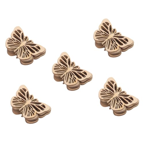 HOMSFOU 5 Sätze Schmetterling Holz Bastelset Teiliges Diy Holzschmetterlinge Zum Bemalen Unvollendete Holzscheiben Für Hochzeitsdekoration Handwerk Und Partys Natürliche 10 Stück * 5 von HOMSFOU