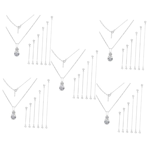 HOMSFOU 5 Sätze Silberkette Verlängerungsketten Für Halsketten Schmuckzubehör Kettenverlängerung Lieferungen Anhänger Für Die Schmuckherstellung Schmuck-extender Kupfer 6 Stücke * 5 von HOMSFOU