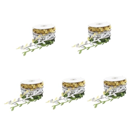 HOMSFOU 5 Sätze Simuliertes - Und Silberblattband Rustikal Stoff Schnur-bastelband Band Zum Verpacken Salbei Blumenmusterband Wickelband Band Zum Basteln Blattmusterband 3 Rollen * 5 HOMSFOU 5 Sätze Simuliertes - Und Silberblattband Rustikal Stoff Schnur-bastelband Band Zum Verpacken Salbei Blumenmusterband Wickelband Band Zum Basteln Blattmusterband 3 Rollen * 5 von HOMSFOU