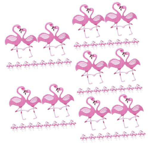 HOMSFOU 5 Sätze Teiliges Flamingo Aufnäher Zum Aufbügeln Und Applikationen Für Kleidung Hüte Taschen Und Diy Projekte Langlebige Stickerei Für Gestaltung 10 Stück * 5 von HOMSFOU