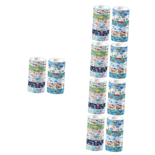 HOMSFOU 5 Sätze Unterwasserbiotape Erwachsene Aufkleber Schrott Bausätze Papierhandwerk Pastell Tierisches Washi-tape -washi-tape Blaues Washi-tape Scrapbook-washi-tape 12 Rollen * 5 von HOMSFOU