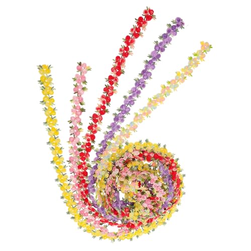 HOMSFOU 5 Sets Blumenbesatz Dekorativer Spitzenbesatz Spitzenband Brautschmuck Zum Nähen Rüschen Blumen Bestickter Spitzenbesatz Floraler Spitzenbesatz Spitzenrand Cremefarben von HOMSFOU