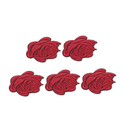 HOMSFOU 5 Stück Blumenstickstätte Kleiderflicken Rucksack-Patches Rosenapplikationen für Kleidung Aufnäher für Blumen Patches nähen Stickereien zum Aufbügeln T-Shirt-Aufnäher Polyester rot von HOMSFOU