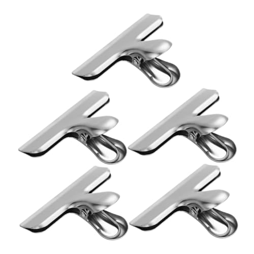 HOMSFOU 5 Stück Edelstahlclip Clips Zur Aufbewahrung Von Lebensmitteln Brotklammern Clips Für Chips Und Andere Lebensmittelbeutel Beutelauslaufclip Schwere Tasche Silver Rostfreier Stahl von HOMSFOU