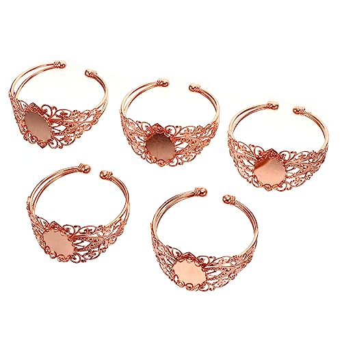 HOMSFOU 5 Stück Edelsteinarmband Lünette Armbandrohlinge Tablettarmband Mit Ovaler Lünette Nietenarmband Cabochons Für Die Schmuckherstellung Schlüssel Armreifen Golden Legierung von HOMSFOU