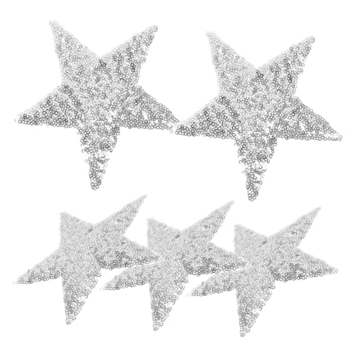 HOMSFOU 5 Stück Flicken aufbügeln Patches zum Aufnähen mit Sternen Flicken nähen Kleidung Sternabzeichen kleine Reparaturflicken glitzernde Sterne-Patches Pailletten Silver HOMSFOU 5 Stück Flicken aufbügeln Patches zum Aufnähen mit Sternen Flicken nähen Kleidung Sternabzeichen kleine Reparaturflicken glitzernde Sterne-Patches Pailletten Silver von HOMSFOU
