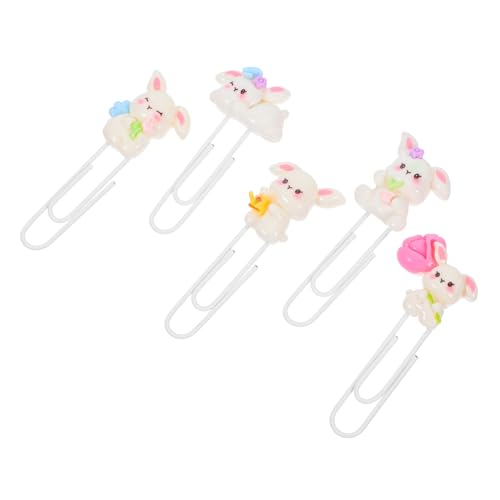 HOMSFOU 5 Stück Kaninchen Büroklammern Papier Lesezeichen Hasen Briefpapier Lesezeichen Osterbedarf Süße Büroklammern Osterhasen Clips Süße Osterdekoration Osterkarten von HOMSFOU