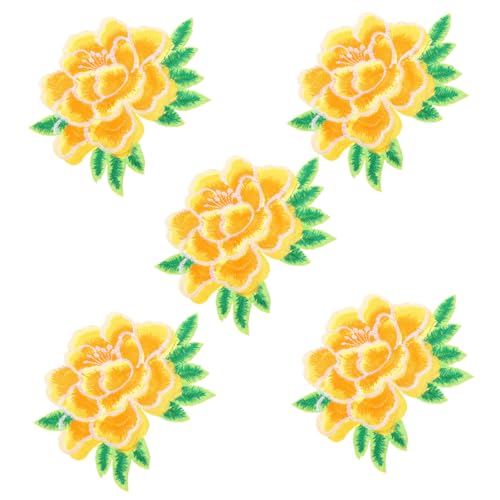 HOMSFOU 5 Stück Kleiderflicken sortiert Stoff Flicken für Kleidung Blumen- Stickerei Mini-Bügeleisen zum Nähen kleine Flicken zum Aufbügeln Taschenaufnäher Polyester Yellow HOMSFOU 5 Stück Kleiderflicken sortiert Stoff Flicken für Kleidung Blumen- Stickerei Mini-Bügeleisen zum Nähen kleine Flicken zum Aufbügeln Taschenaufnäher Polyester Yellow von HOMSFOU