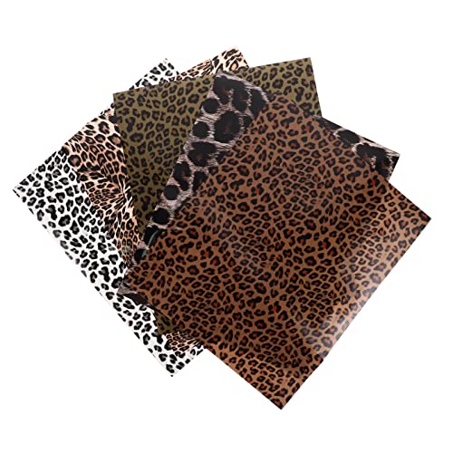 HOMSFOU 5 Stück Leopardmuster Transferfolie Selbstklebende Vinylfolie für DIY Shirts Taschen und Mehr Hitzetransferfolie PU Material Einfach zu Schneiden und Anzuwenden von HOMSFOU