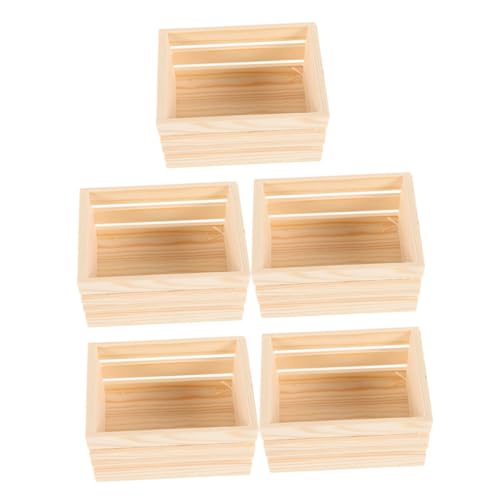 HOMSFOU 5 Stück Mini-milchkiste Für Puppenhaus, Unbehandeltes Holz, Mini-box, Kleines Obstkorb-modell Für Diy-, Kleine Holzkisten Für Puppenhaus-miniaturen von HOMSFOU