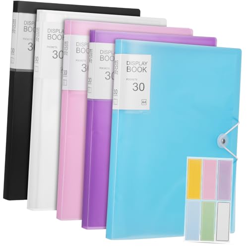 HOMSFOU 5 Stück Ordner anzeigen Schulmappe binden groß Binder-Organisation Ausstellungsbuch Binder Kunststoffhüllen Ordner zum Organisieren von Dokumenten Mappenmappe Ordner mit Ärmeln von HOMSFOU