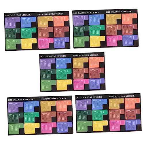 HOMSFOU 5 Stück Praktische Monatsindex Aufkleber Wasserfeste Notizbuch Sticker für Kalender Vielseitige Planer Haftnotizen Bunte Selbstklebende Label für Schule und Büro von HOMSFOU