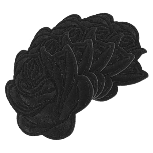 HOMSFOU 5 Stück Rosenbeet Aufnäher Mit Rosenstickerei Blume Rosenfleck Sticken Kleiden Stickereiflecken Gestickte Applikationen Und Verzierungen Kleidungsstück Patches Baumwolle Black von HOMSFOU