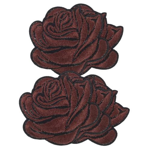 HOMSFOU 5 Stück Rosenbeet Stoffflicken Für Kleidung Jacke Blume Applikationen Sticken Nähen Patch Aufnäher Mit Rosenstickerei Stickereiflecken Geformt Baumwolle Brown von HOMSFOU