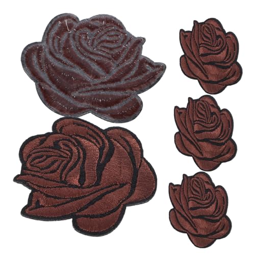 HOMSFOU 5 Stück Rosenbeet Stoffflicken für Kleidung Flecken Blumenapplikationen für Kleidung Rucksäcke bügel patches schwarzer Fleck Flicken aufnähen Rosenblütenbeete Baumwolle Brown von HOMSFOU