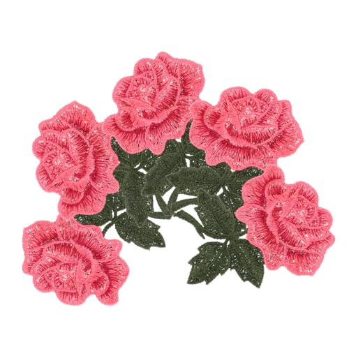 HOMSFOU 5 Stück Rosenblüten Stickerei Patches Hochwertige Dekorative Flicken für Kleidung Leicht und Einfach Anzubringen zum Flicken und Verschönern von Jacken Taschen und Mehr von HOMSFOU