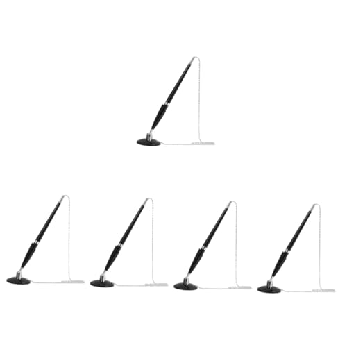 HOMSFOU 5 Stück Schreibstift Mit Ständer Desktop Groß Mit Kette Kugelschreiber Schreibtisch Schwarzer Stift Für Schlüssel Wieder Auffüllbar Exekutive Black Plastik HOMSFOU 5 Stück Schreibstift Mit Ständer Desktop Groß Mit Kette Kugelschreiber Schreibtisch Schwarzer Stift Für Schlüssel Wieder Auffüllbar Exekutive Black Plastik von HOMSFOU