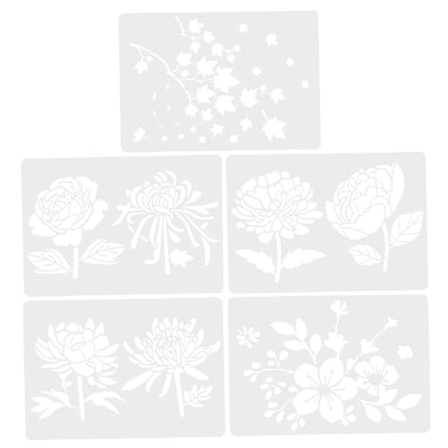 HOMSFOU 5 Stück Teiliges Blumen Malvorlagen Kunststoff Wiederverwendbare Schablonen mit Hohlem Design Glatte Kanten für Diy Handwerk Kinderzeichnung und Raumdekoration HOMSFOU 5 Stück Teiliges Blumen Malvorlagen Kunststoff Wiederverwendbare Schablonen mit Hohlem Design Glatte Kanten für Diy Handwerk Kinderzeichnung und Raumdekoration von HOMSFOU