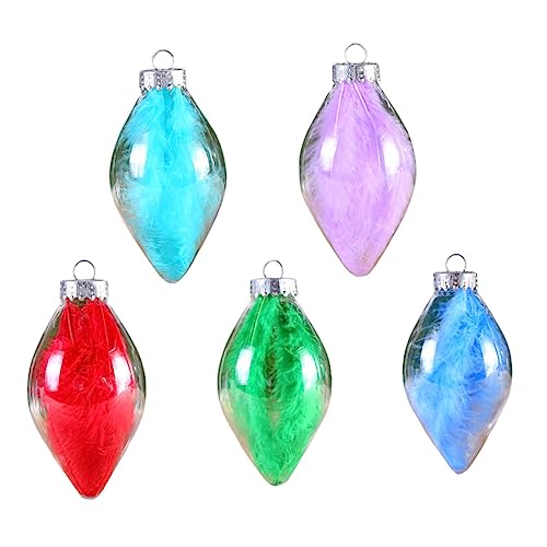 HOMSFOU 5 Stück Teiliges Bulb Förmiger Weihnachtsbaumkugeln Transparente Christbaumschmuck Anhänger Bunte Farbauswahl Dekorative Hängedeko für Tannenbaum Garten und von HOMSFOU