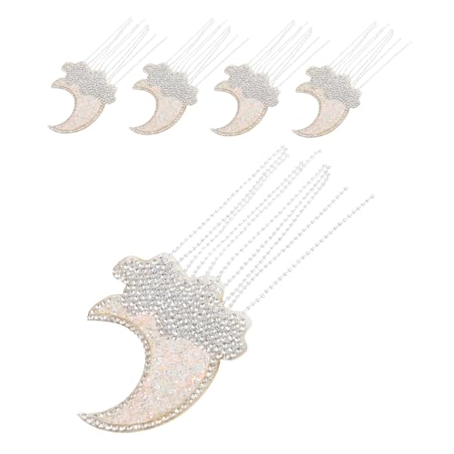 HOMSFOU 5 Stück Teiliges DIY Glitzer Applikationen mit Selbstklebenden Mond Wolkenmotiven Funkelnde Strass-tassel Patches zum Aufbügeln für Jeans Kleidung Taschen und Handyhüllen von HOMSFOU