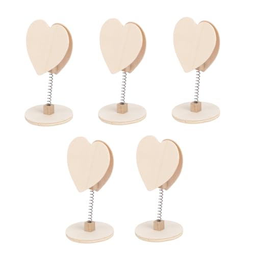 HOMSFOU 5 Stück Teiliges Herzförmiger Kartenhalter aus Naturholz Tischdeko für Hochzeiten Partys und für Platzkarten Menükarten und Notizen von HOMSFOU