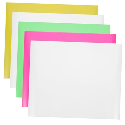 HOMSFOU 5 Stück Teiliges Leuchtende Heat Transfer Vinyls DIY Bügelfolie für Kleidung und Hüte Selbstklebende Fluoreszierende Plotterfolie in Rot Weiß Grün Gelb für Textilgestaltung von HOMSFOU
